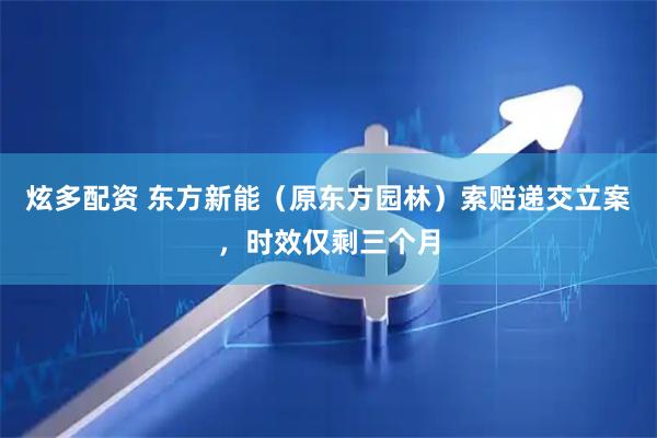 炫多配资 东方新能（原东方园林）索赔递交立案，时效仅剩三个月